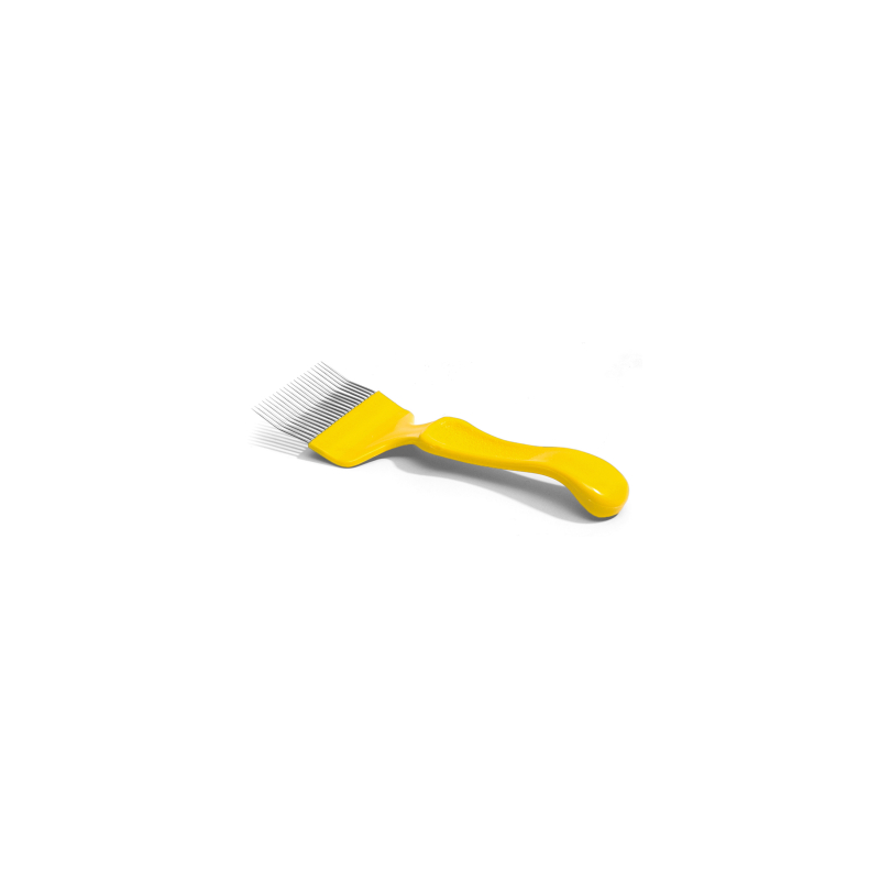 Odviečkovacia vidlička 1x lomená 21 nerez- žltá-plast