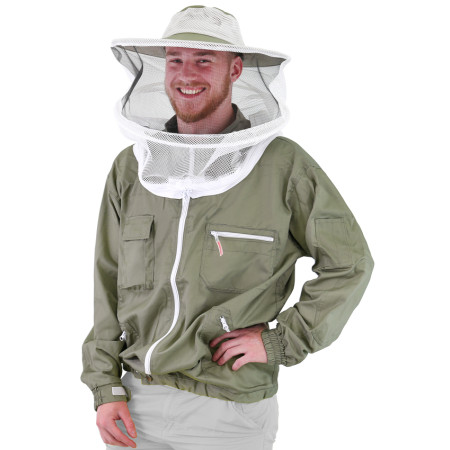 Pánska košeľa s odnímateľným klobúkom, olivová- L