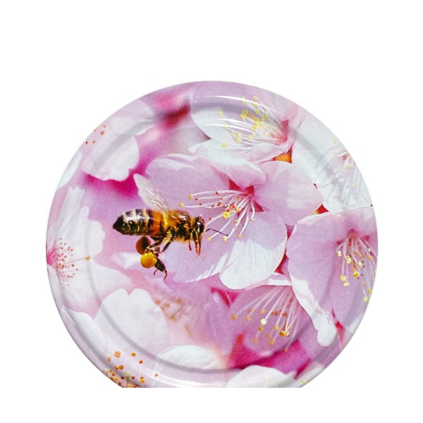 Viečko 82mm, motív včela na čerešni