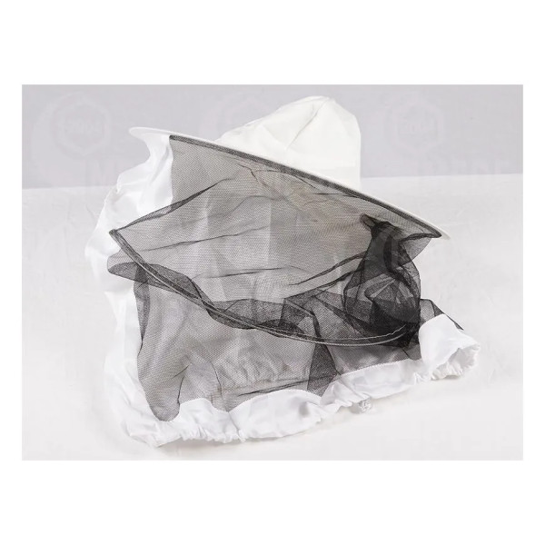 Včelársky klobúk vzadu s látkou biely