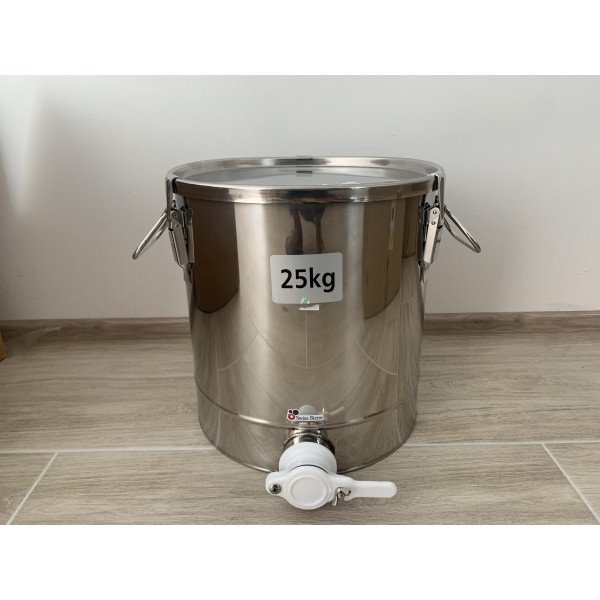 Plnička medu nerez 25kg plast. výpust s tesnením